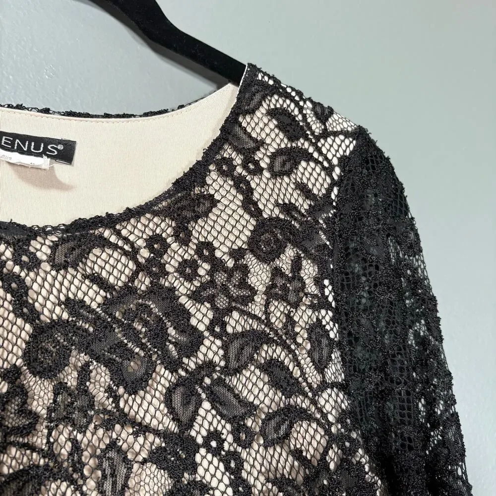 Venus Women's Y2K Lace Top Long Sleeve Skater Dress - Size Medium - Whimsygoth